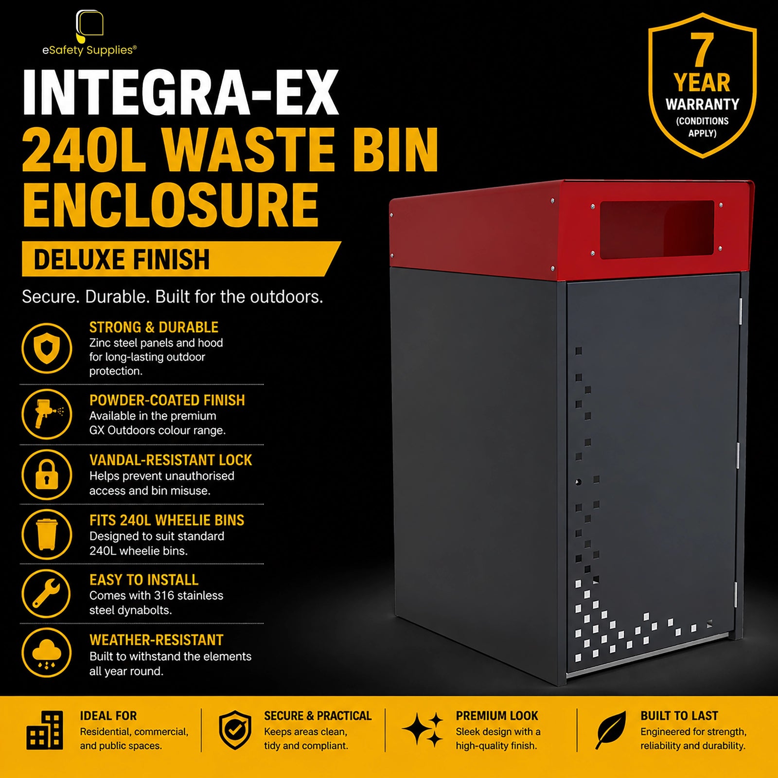Integra-EX 240L Waste Bin Enclosure - Deluxe Finish