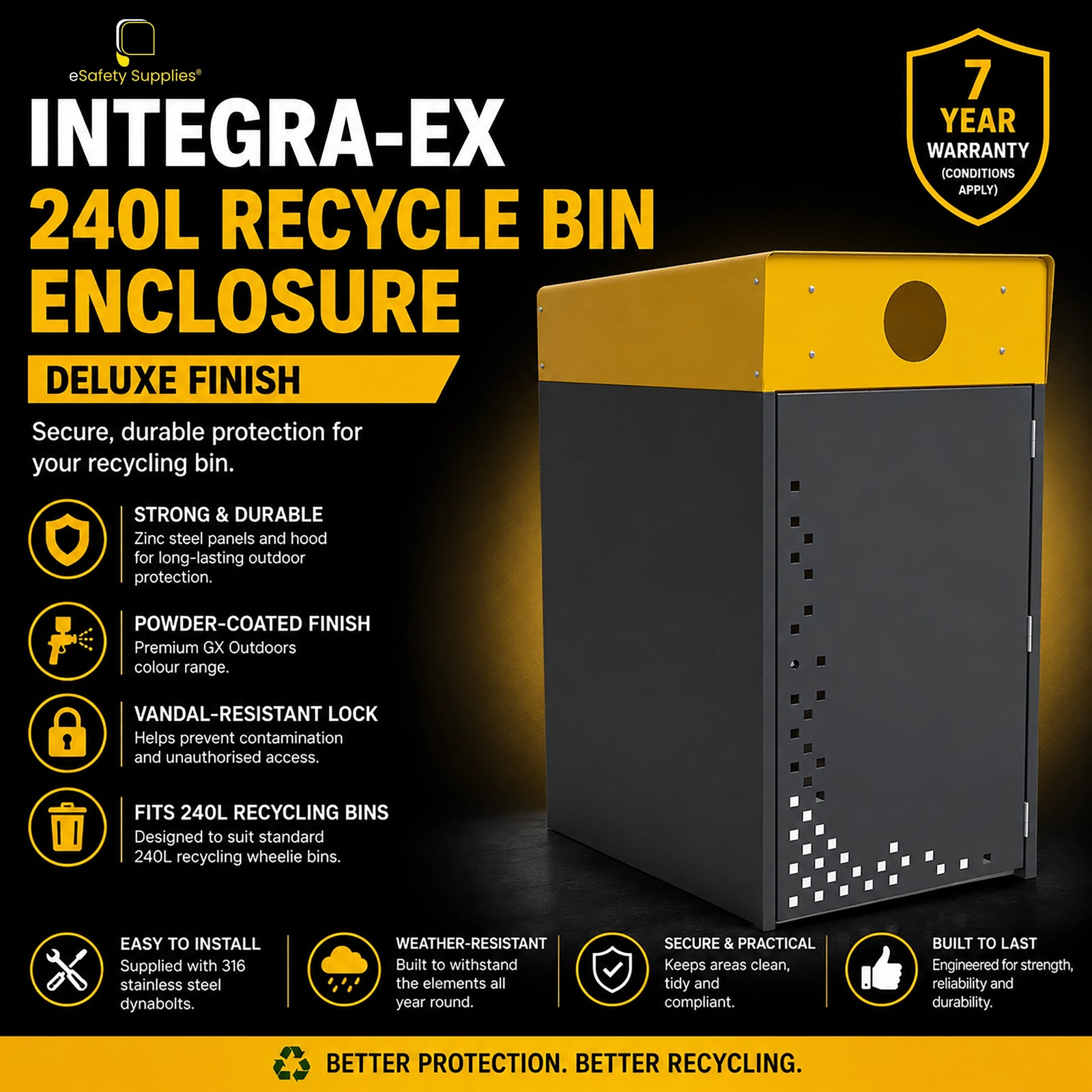 Integra-EX 240L Recycle Bin Enclosure - Deluxe Finish
