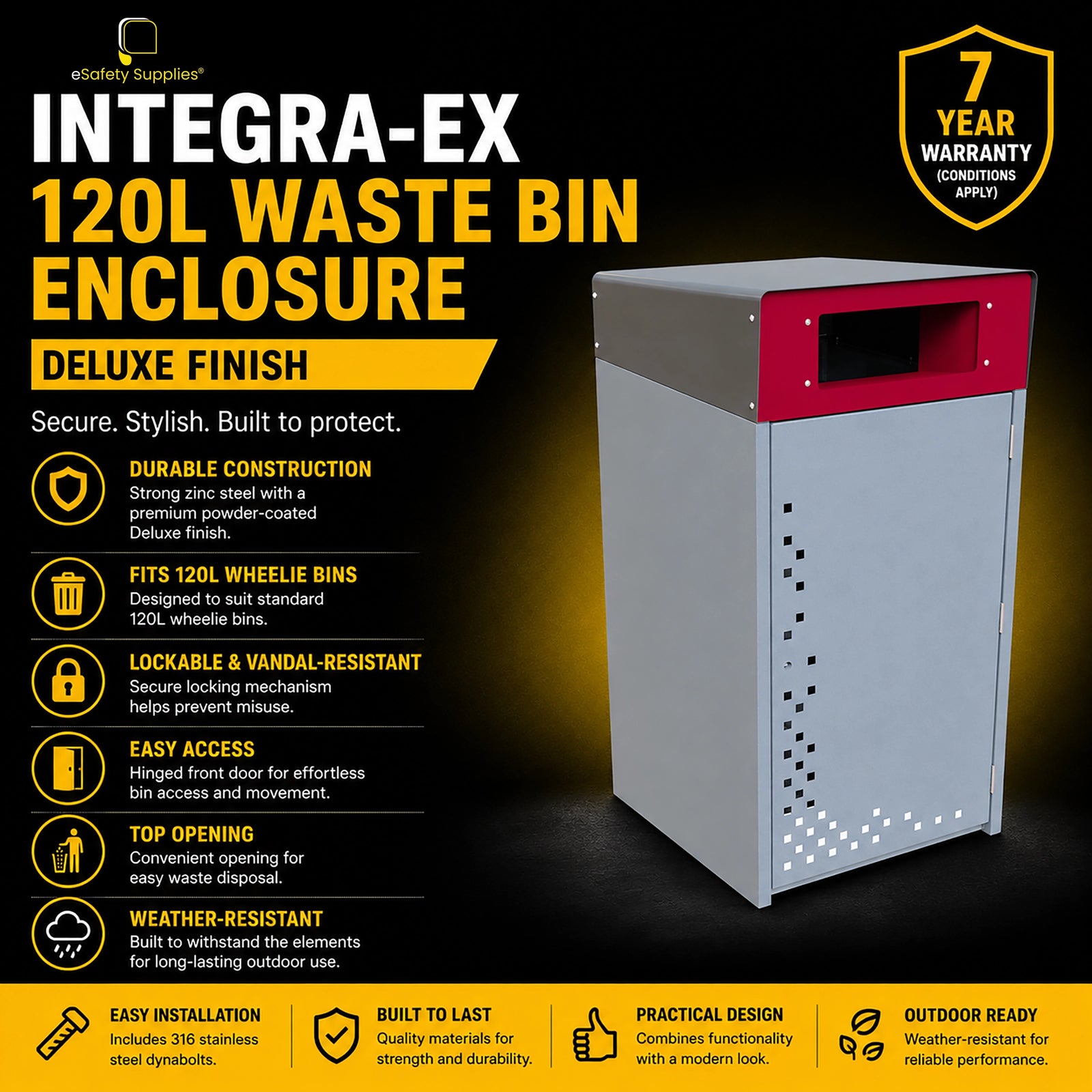Integra-EX 120L Waste Bin Enclosure - Deluxe Finish