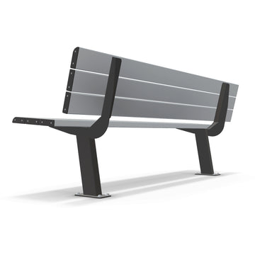 Alt Text: Integra-EX 2m Park Seat, Heavy-Duty 2000mm Anodised Aluminium Outdoor Bench with Vandal-Resistant Surface Mount Design.