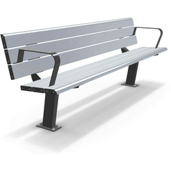 Integra-EX 2m Park Seat with Armrests, 2000mm Accessible Aluminium Bench with Integrated Armrests and Clear Anodised Finish.