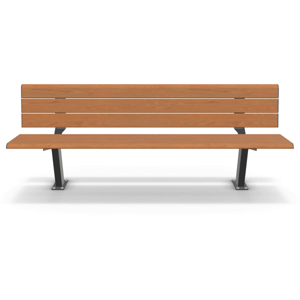 Integra-EX 2m Park Seat, 2000mm Aluminium Park Bench in Blackbutt TimberImage Finish for Councils and Public Streetscapes.