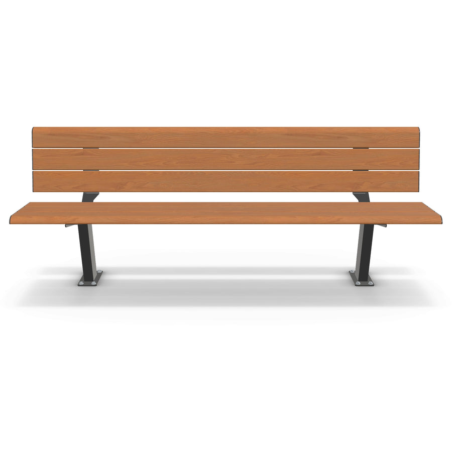 Integra-EX 2m Park Seat, 2000mm Aluminium Park Bench in Blackbutt TimberImage Finish for Councils and Public Streetscapes.
