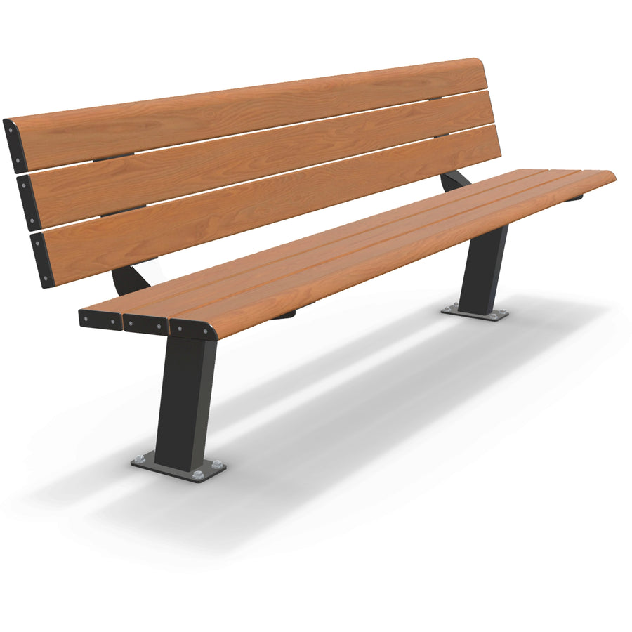 Integra-EX 2m Park Seat, 2000mm Aluminium Park Bench in Blackbutt TimberImage Finish for Councils and Public Streetscapes.