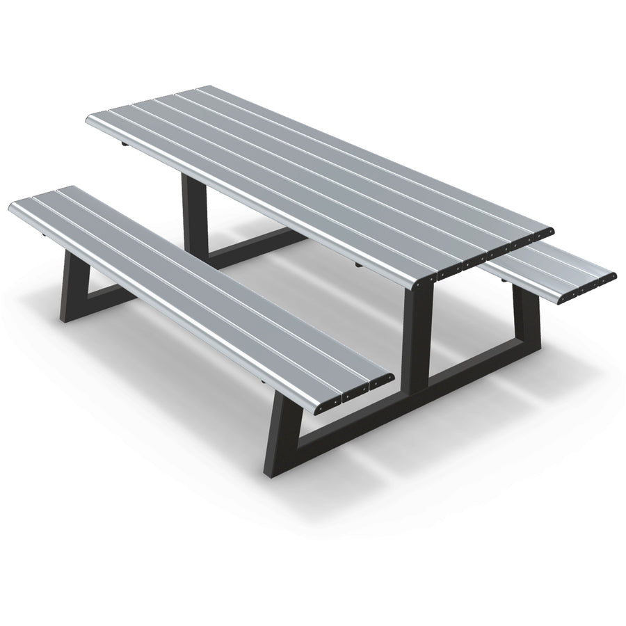 Integra-EX 2m Outdoor Table Setting, Deluxe Anodised Aluminium Picnic Table and Benches for Schools, Parks, and Corporate Campuses.