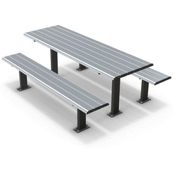 Integra-EX 2m Surface Mount Table Setting, Heavy-Duty 6-8 Person Aluminium Picnic Table with Bolt-Down Benches for High-Traffic Public Spaces.
