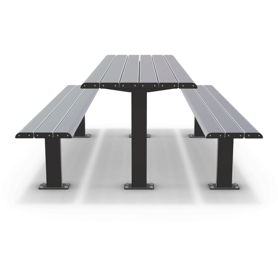 Integra-EX 2m Surface Mount Table Setting, Heavy-Duty 6-8 Person Aluminium Picnic Table with Bolt-Down Benches for High-Traffic Public Spaces.