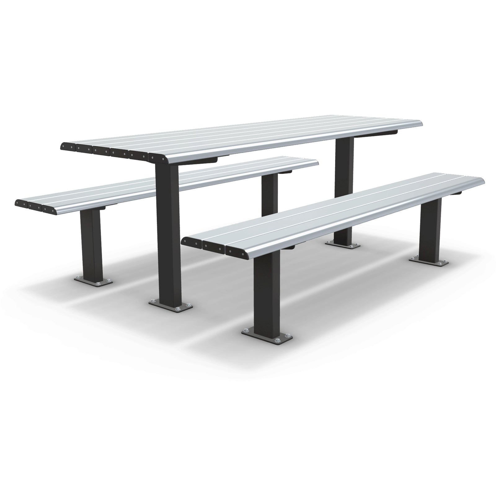 Integra-EX 2m Surface Mount Table Setting, Heavy-Duty 6-8 Person Aluminium Picnic Table with Bolt-Down Benches for High-Traffic Public Spaces.