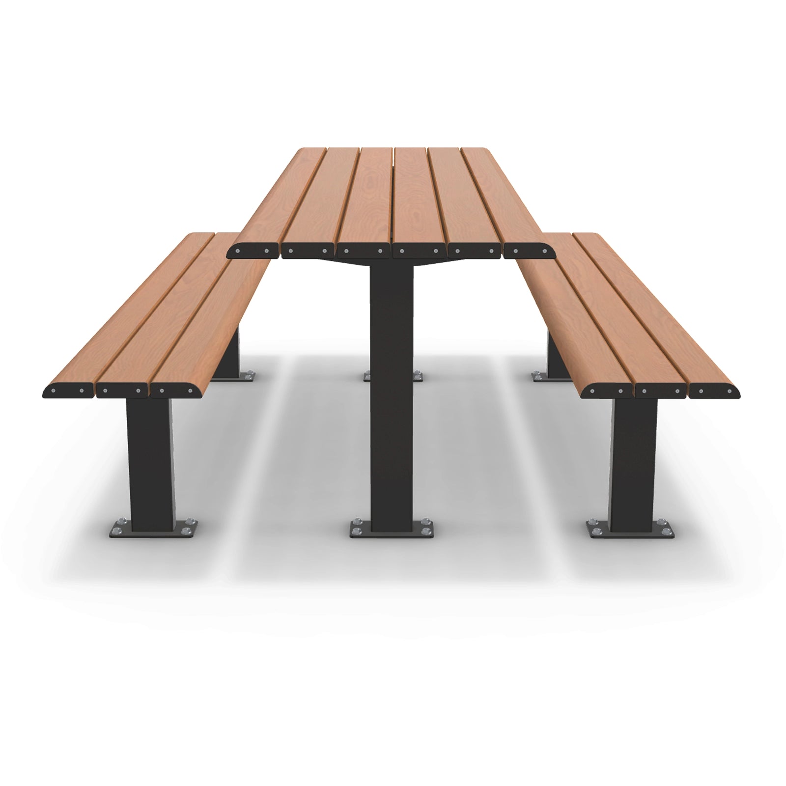 Integra-EX 2m Table Setting, 2000mm Surface Mount Picnic Table in Blackbutt TimberImage Finish for Public Parks and Schools.