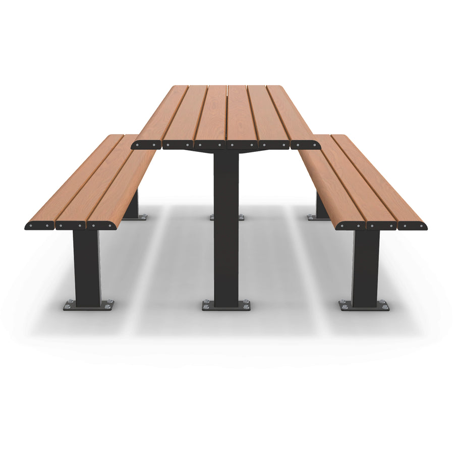 Integra-EX 2m Table Setting, 2000mm Surface Mount Picnic Table in Blackbutt TimberImage Finish for Public Parks and Schools.