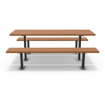 Integra-EX 2m Table Setting, 2000mm Surface Mount Picnic Table in Blackbutt TimberImage Finish for Public Parks and Schools.