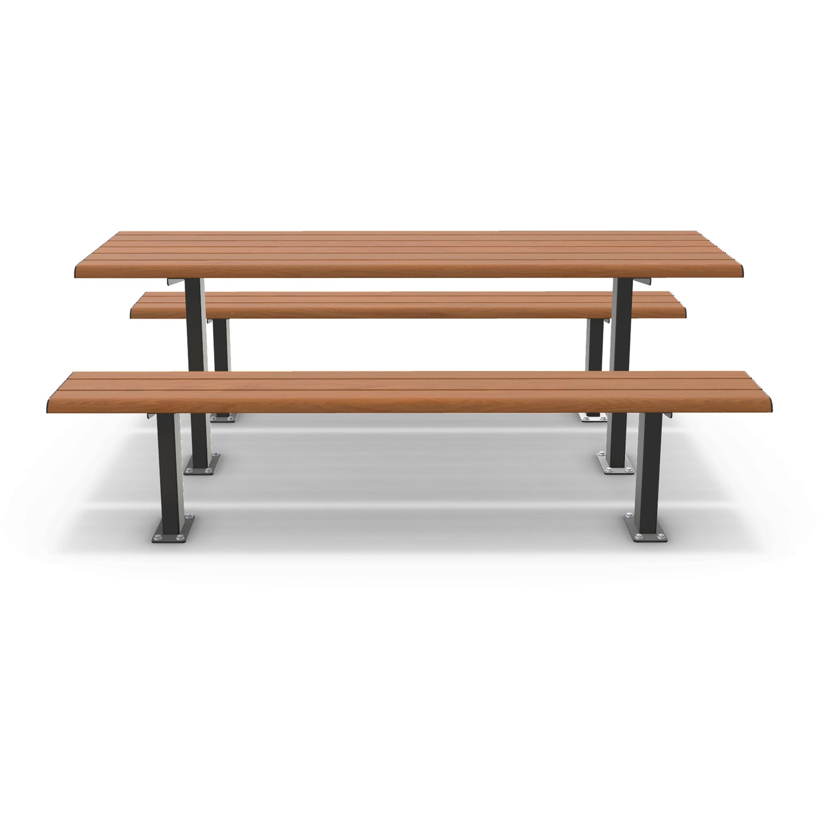Integra-EX 2m Table Setting, 2000mm Surface Mount Picnic Table in Blackbutt TimberImage Finish for Public Parks and Schools.