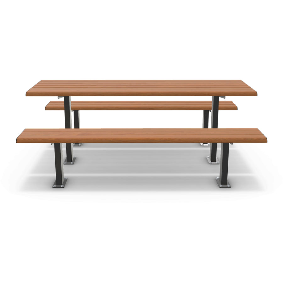Integra-EX 2m Table Setting, 2000mm Surface Mount Picnic Table in Blackbutt TimberImage Finish for Public Parks and Schools.