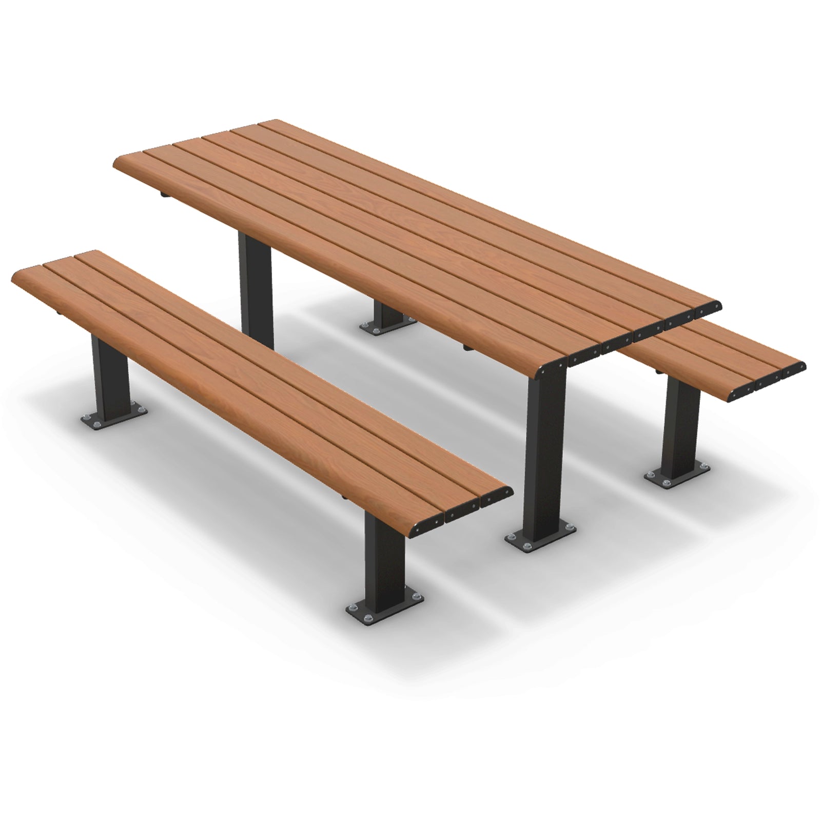 Integra-EX 2m Table Setting, 2000mm Surface Mount Picnic Table in Blackbutt TimberImage Finish for Public Parks and Schools.