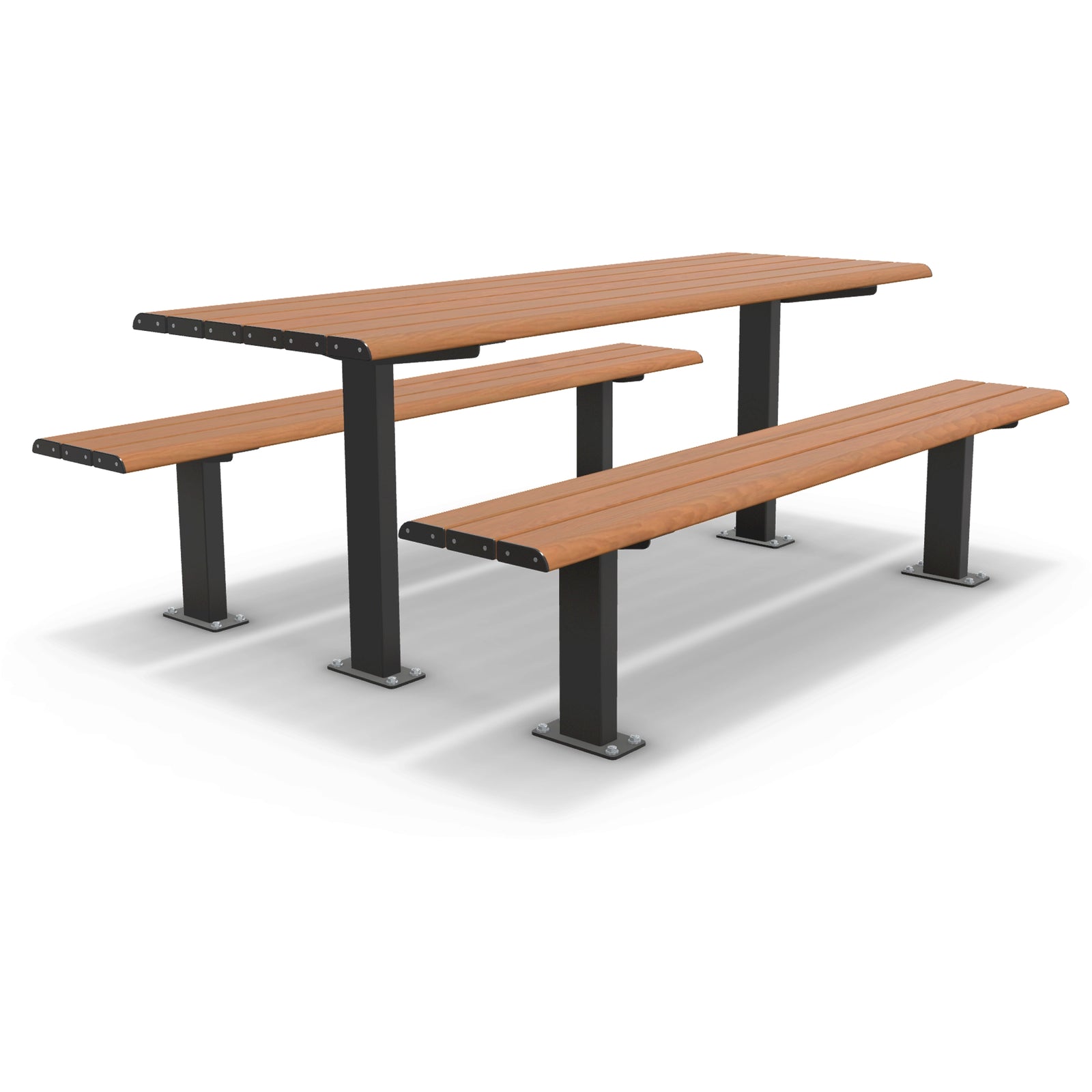 Integra-EX 2m Table Setting, 2000mm Surface Mount Picnic Table in Blackbutt TimberImage Finish for Public Parks and Schools.