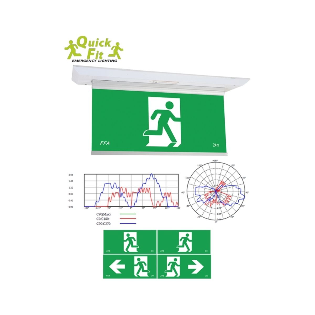 LED Blade Exit Light - 4W - 440x150x200mm