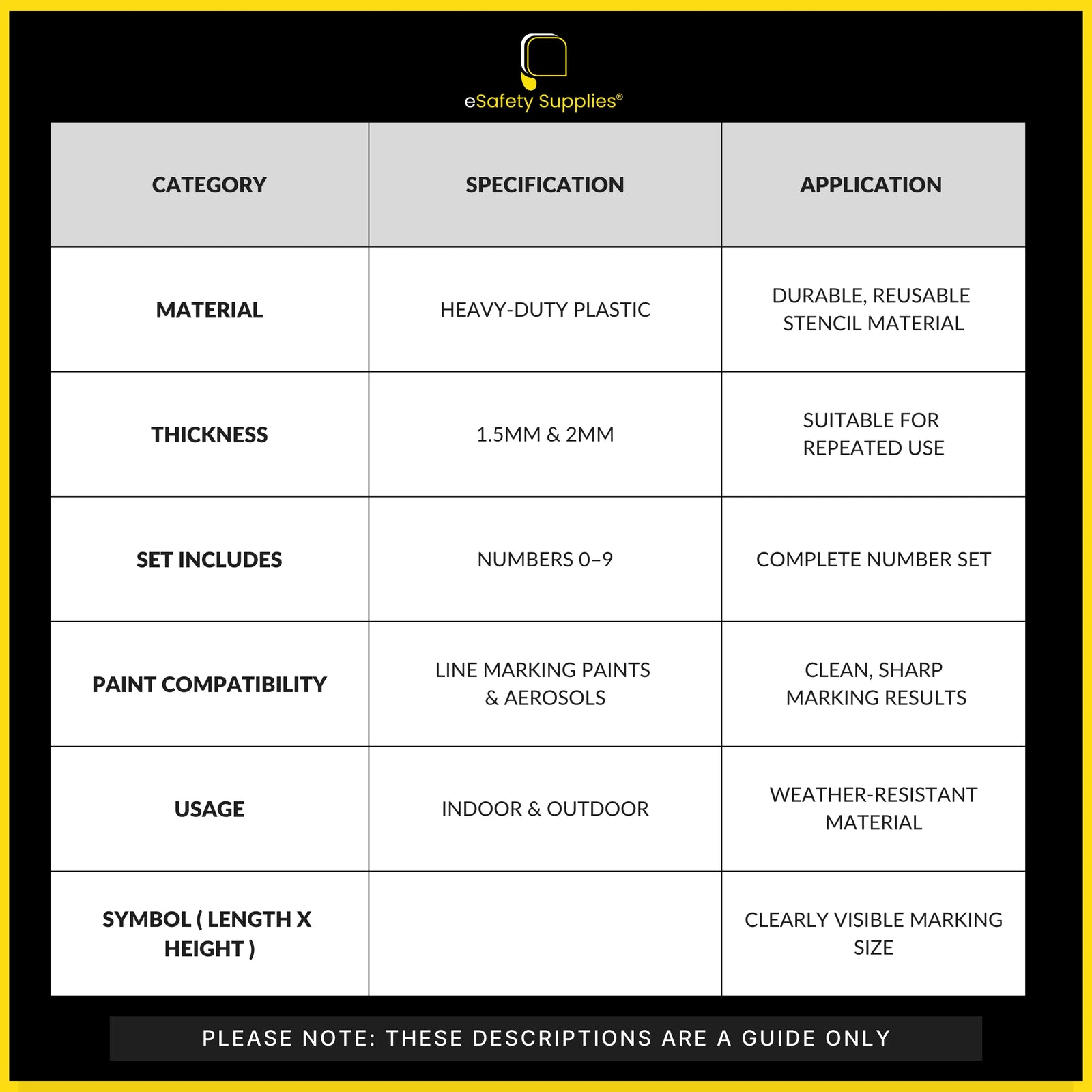 Line Marking Stencil 0-9 Set