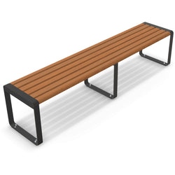 Moda 2m Bench Seat, 2000mm Backless Aluminium Outdoor Bench in Blackbutt TimberImage Finish for Streetscapes and Schools.