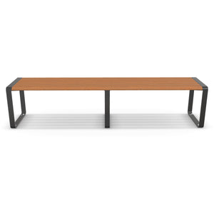 Moda 2m Bench Seat, 2000mm Backless Aluminium Outdoor Bench in Blackbutt TimberImage Finish for Streetscapes and Schools.