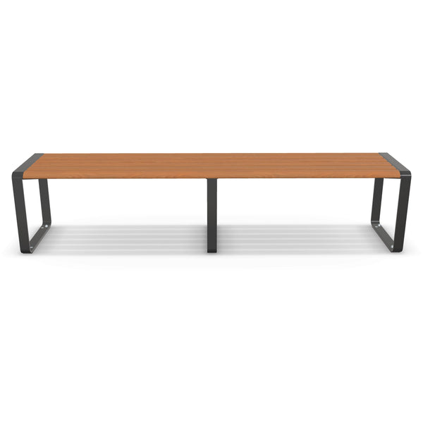 Moda 2m Bench Seat, 2000mm Backless Aluminium Outdoor Bench in Blackbutt TimberImage Finish for Streetscapes and Schools.