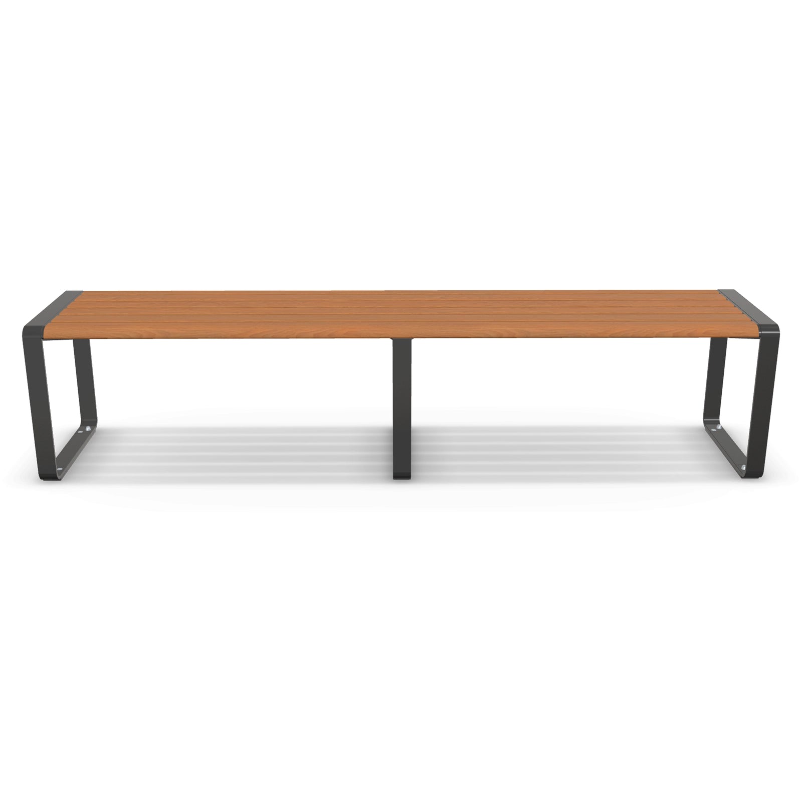 Moda 2m Bench Seat, 2000mm Backless Aluminium Outdoor Bench in Blackbutt TimberImage Finish for Streetscapes and Schools.