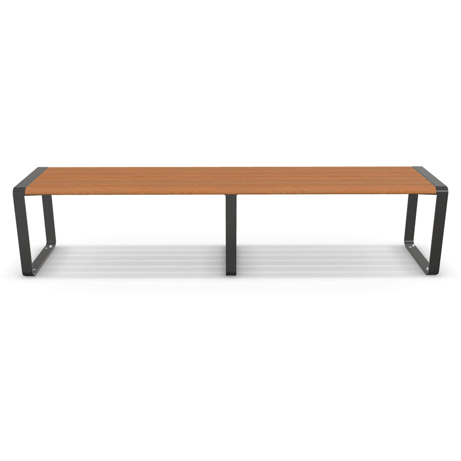 Moda 2m Bench Seat, 2000mm Backless Aluminium Outdoor Bench in Blackbutt TimberImage Finish for Streetscapes and Schools.
