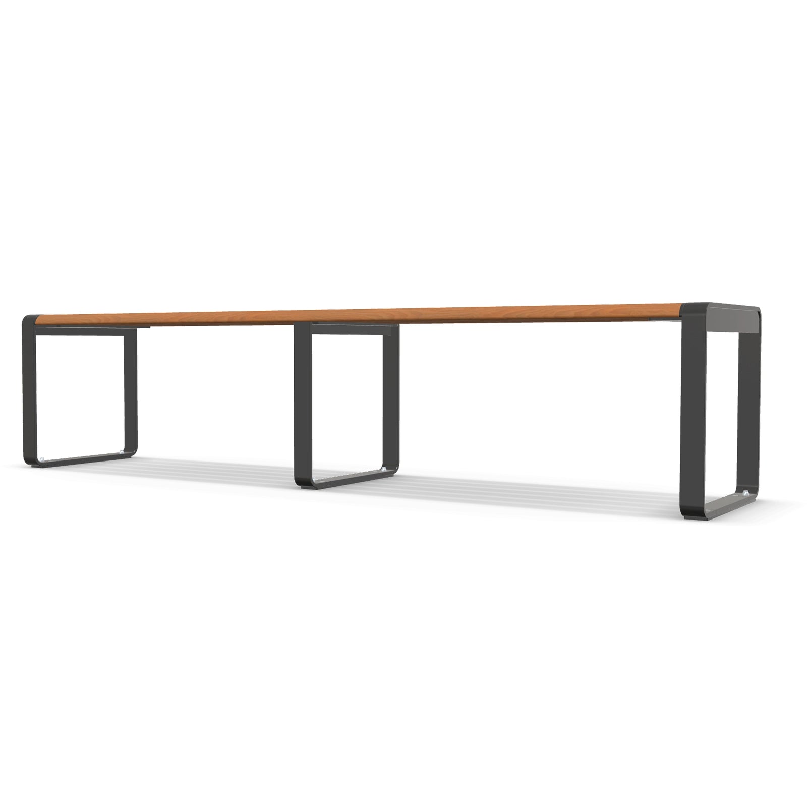 Moda 2m Bench Seat, 2000mm Backless Aluminium Outdoor Bench in Blackbutt TimberImage Finish for Streetscapes and Schools.