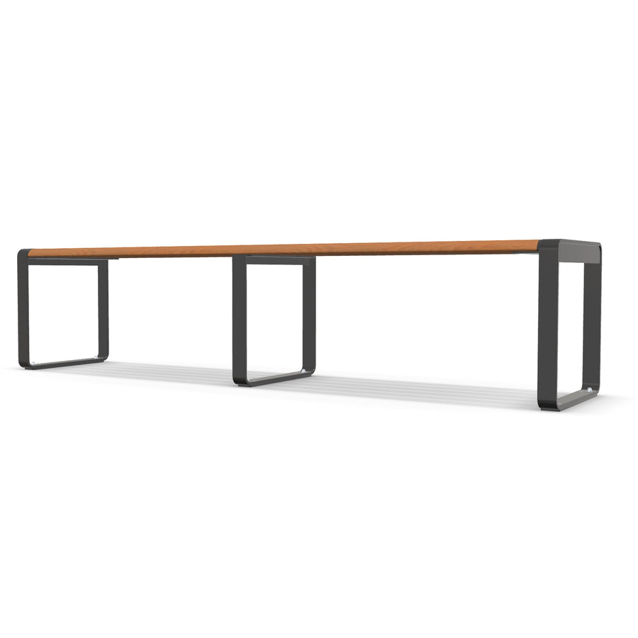 Moda 2m Bench Seat, 2000mm Backless Aluminium Outdoor Bench in Blackbutt TimberImage Finish for Streetscapes and Schools.
