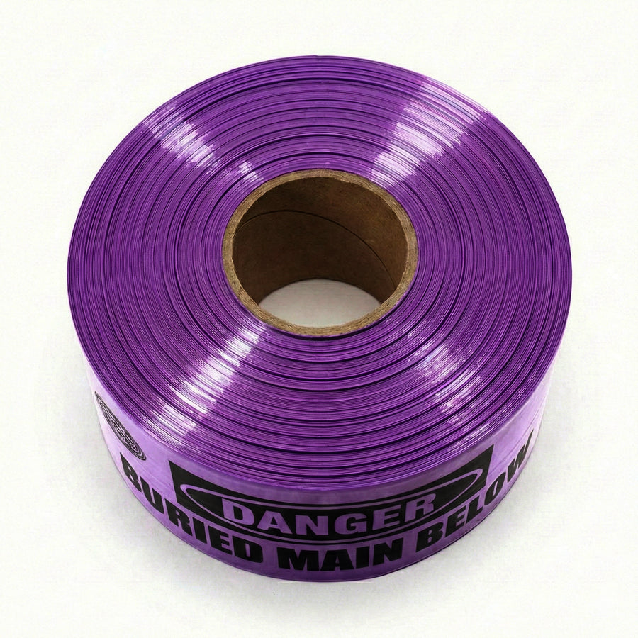 Mains Marker Tape - Buried Raw Water Main Below | 150mm x 500m