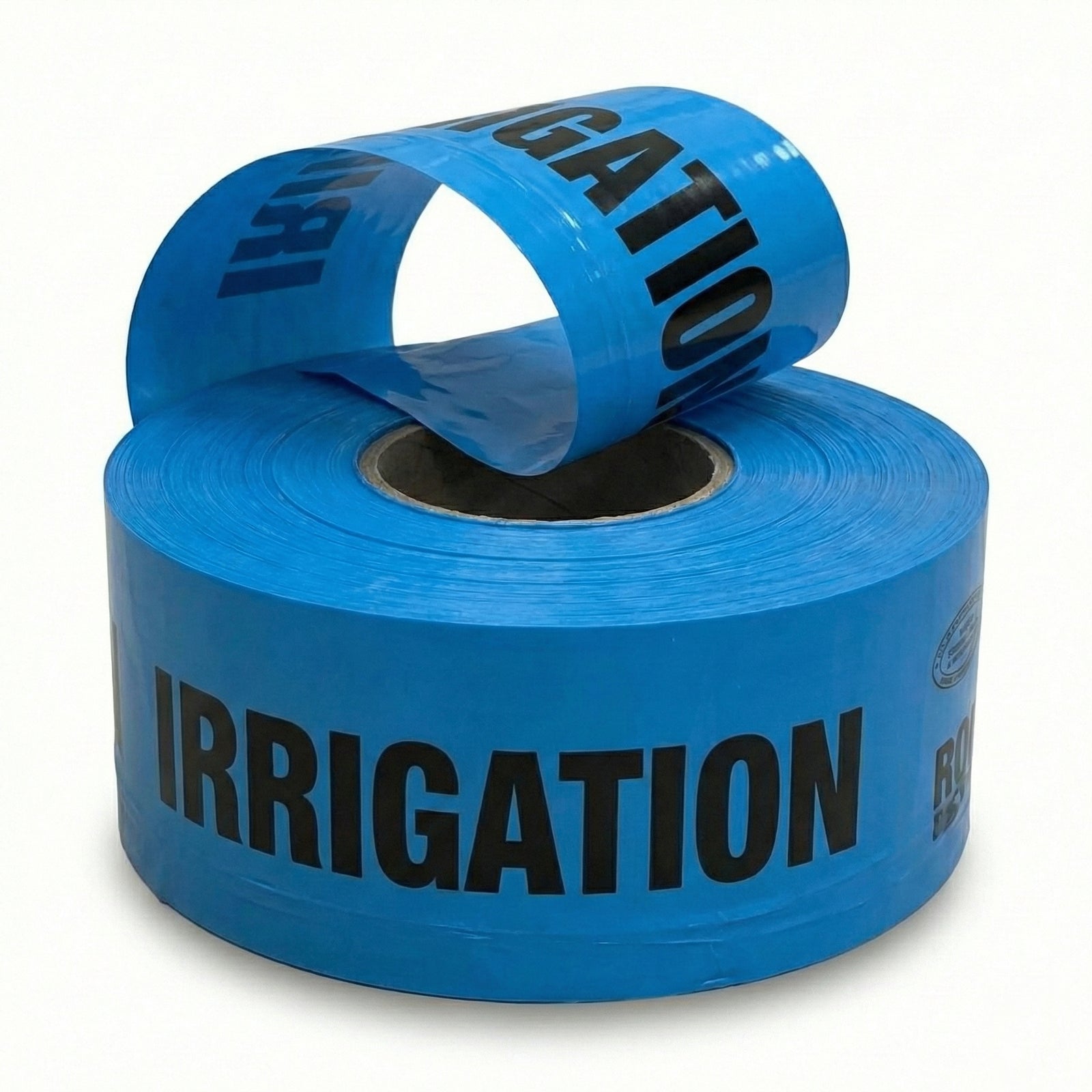 Mains Marker Tape, Irrigation Main Buried Below - 150mm x 500m (BLUE)