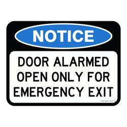 Notice Sign - Door Alaramed Open Only For Emergency Exit 3.5 kg 600x450 material Aluminium ES-NSDAOOFEE-600X450