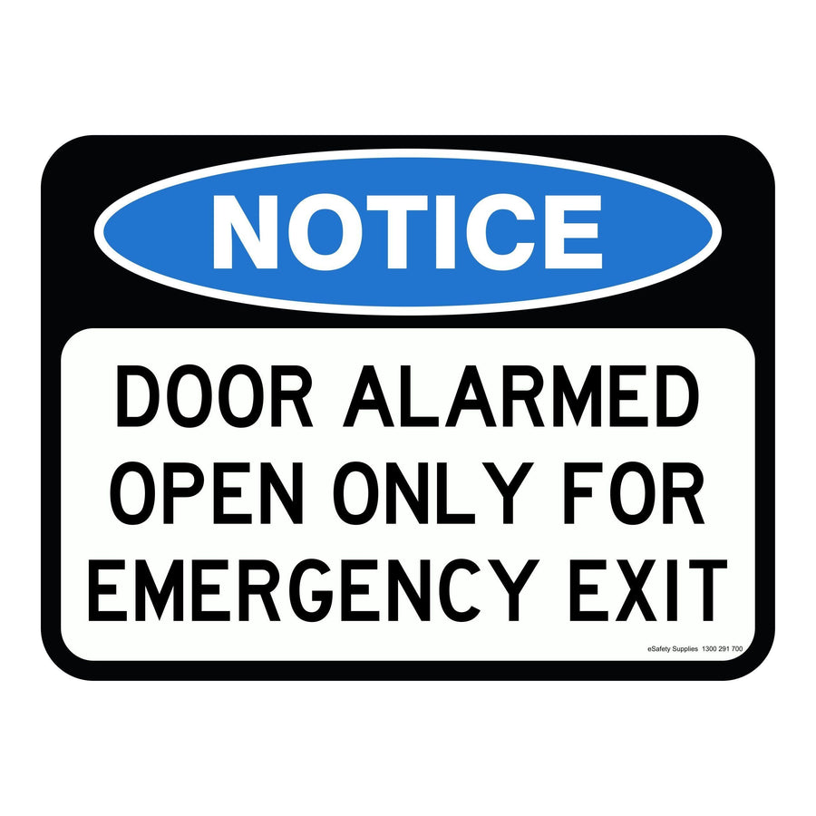 Notice Sign - Door Alaramed Open Only For Emergency Exit 3.5 kg 300x450 material Aluminium ES-NSDAOOFEE-300X450