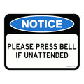 Notice Sign- Please Press Bell If Unattended 3.5 kg 600x450 material Aluminium ES-NSPPBIU-600X450