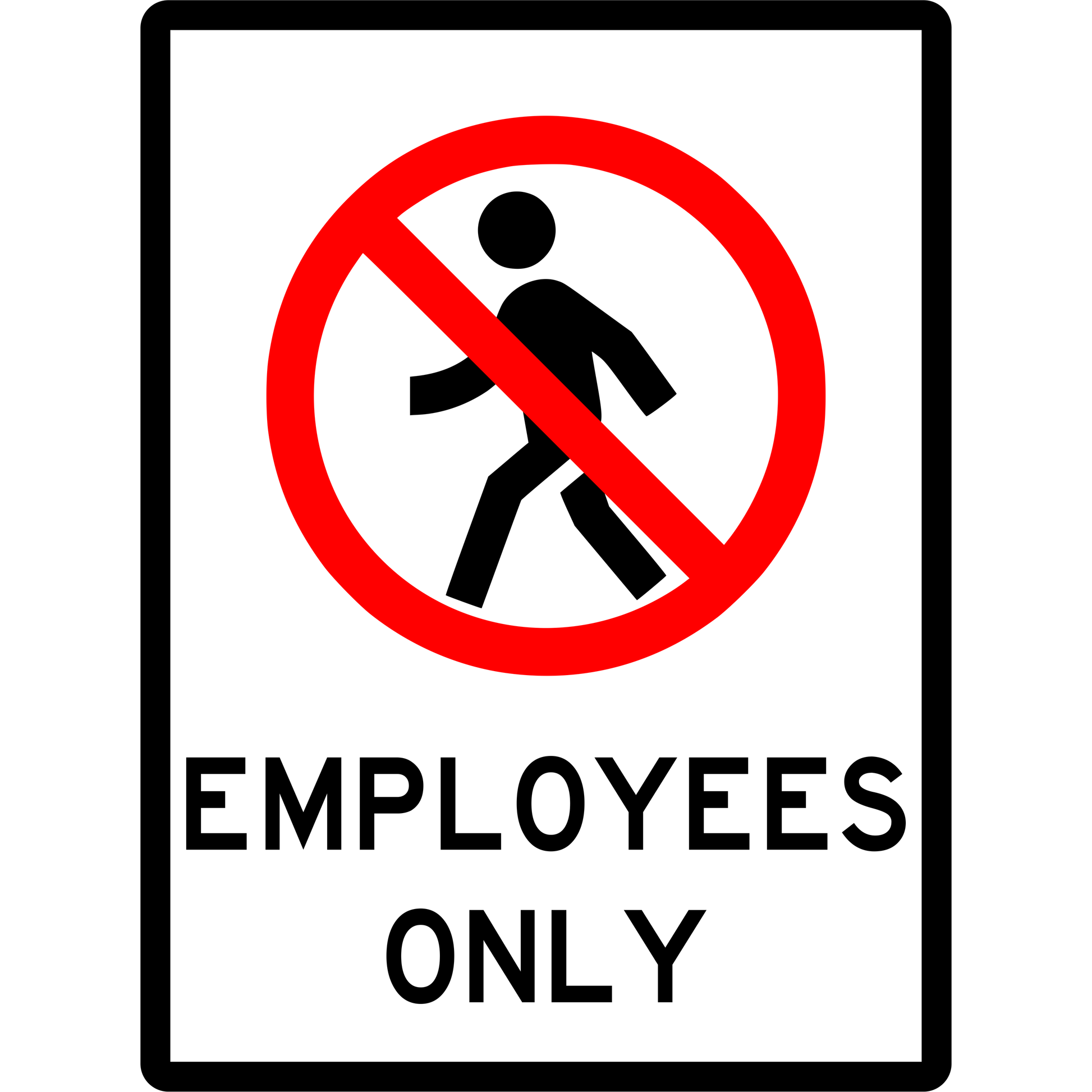 Prohibition Sign - Employees Only 3.5 kg 600mm x 450mm Material Poly ES-PSEO-P-600X450