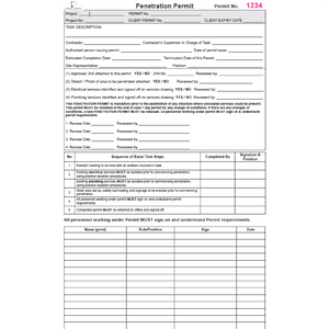 Penetration Permit Book - Prestart & Safety Logbooks