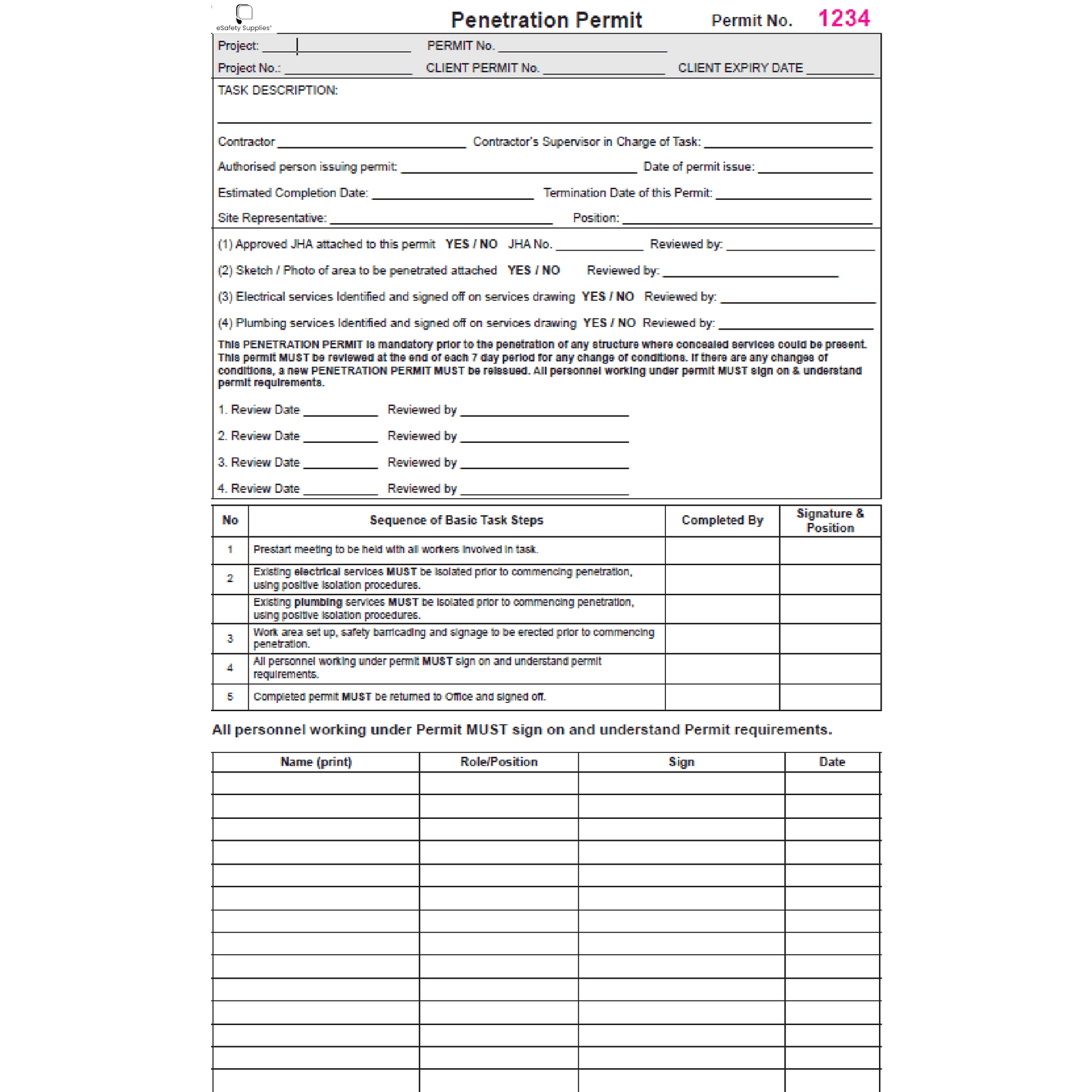 Penetration Permit Book