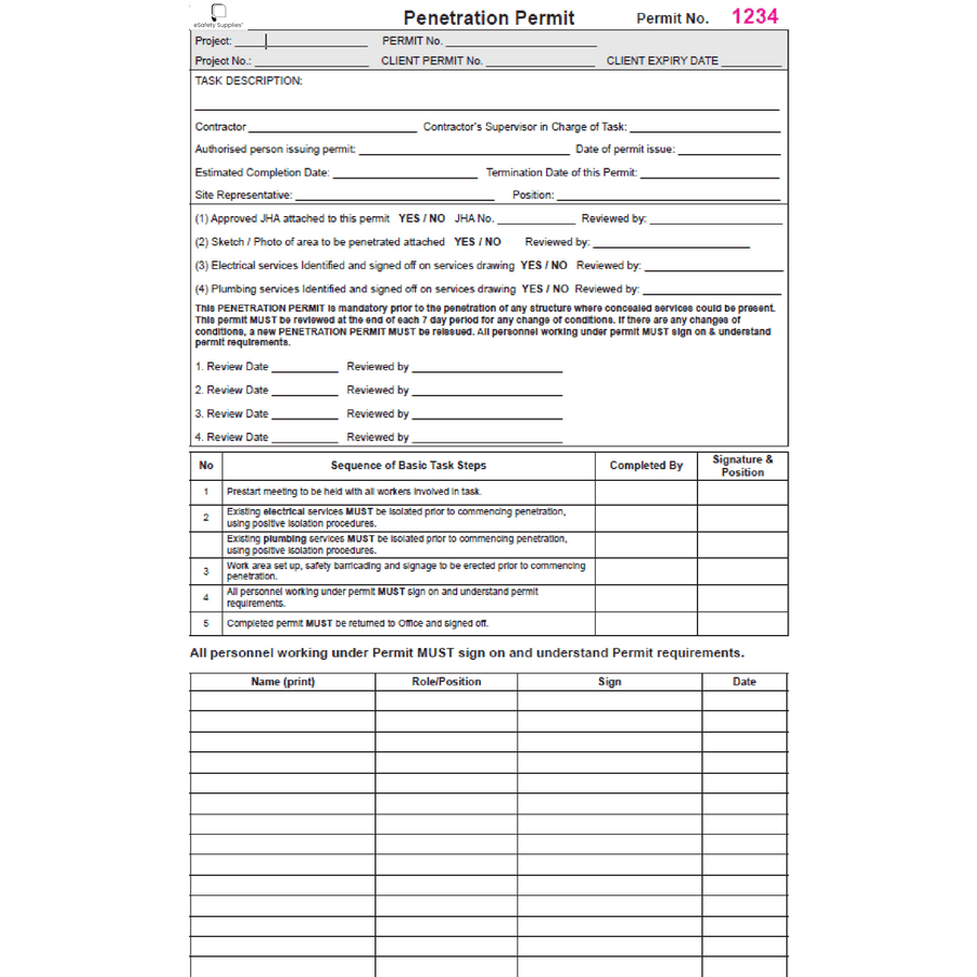 Penetration Permit Book