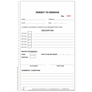 Permit to Remove Book - Prestart & Safety Logbooks