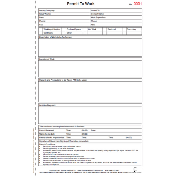 Permit to Work Books