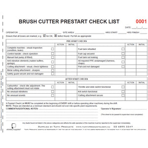 Brush Cutter Prestart Books - Prestart & Safety Logbooks