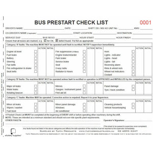 Bus Prestart Checklist Books - Prestart & Safety Logbooks
