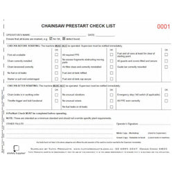 Chainsaw Prestart Checklist Books