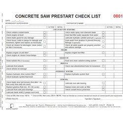 Concrete Saw Prestart Books