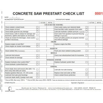 Concrete Saw Prestart Books