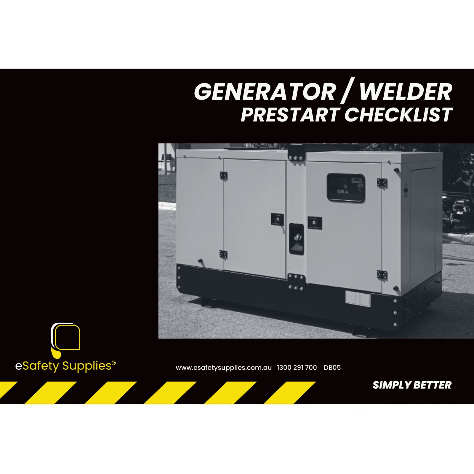 Generator / Welder Prestart Checklist Book