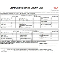 Grader Prestart Checklist Books