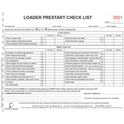 Loader Prestart Checklist Books