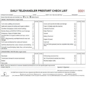 Telehandler Prestart Checklist Books - Prestart & Safety Logbooks