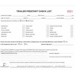 Trailer Prestart Checklist Books