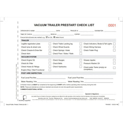 Vacuum Truck Prestart Checklist Books